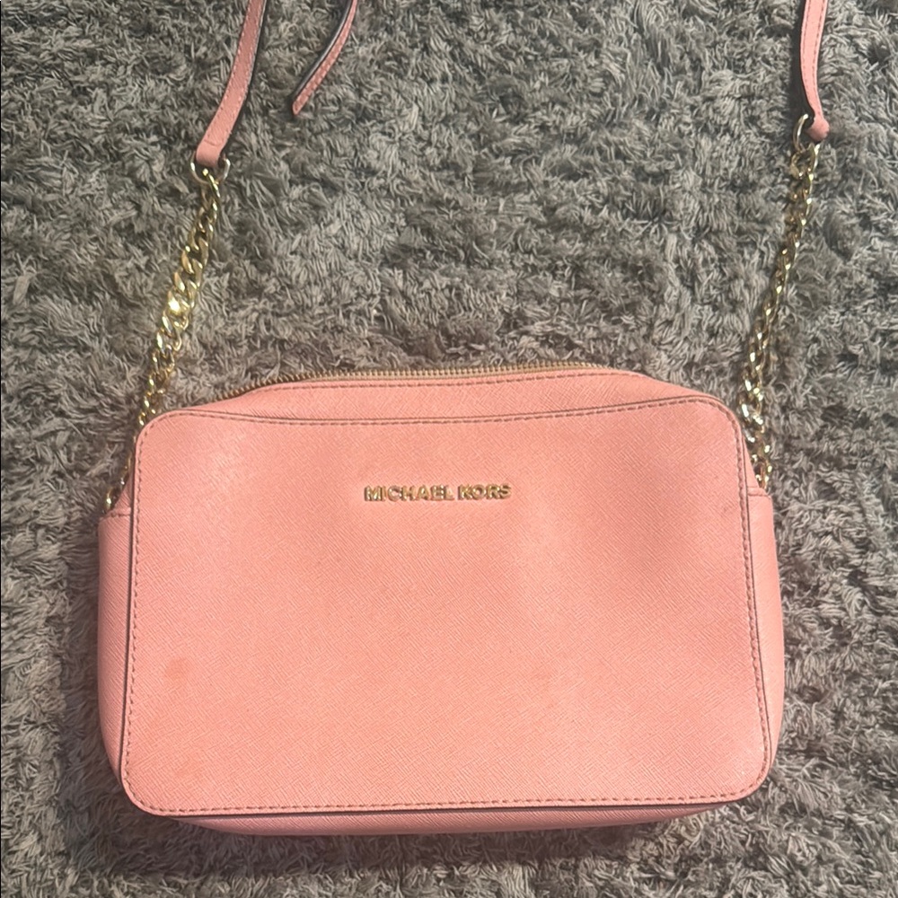 Michael Kors Pink and Gold Crossbody Bag with Chain Strap